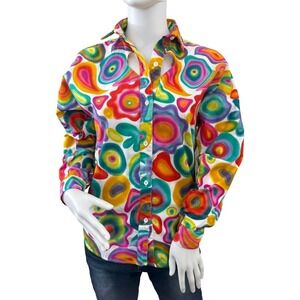 ROPER‎ Vintage Psychedelic Swirl Print Button Up Shirt Rodeo Long Sleeve Small